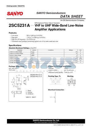2SC5231A datasheet - VHF to UHF Wide-Band Low-Noise Amplifier Applications