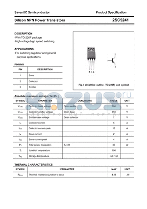 2SC5241 datasheet - Silicon NPN Power Transistors