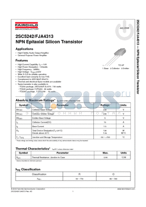 2SC5242 datasheet - NPN Epitaxial Silicon Transistor