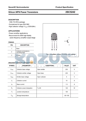 2SC5242 datasheet - Silicon NPN Power Transistors