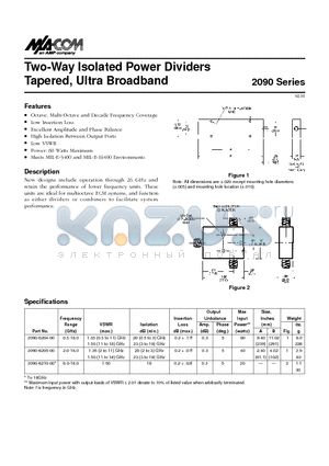 2090-6204-00 datasheet - Two-Way Isolated Power Dividers Tapered, Ultra Broadband