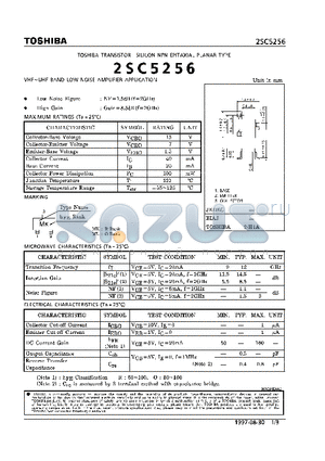 2SC5256 datasheet - NPN EPITAXIAL PLANAR TYPE (VHF~UHF BAND LOW NOISE AMPLIFIER APPLICATON)