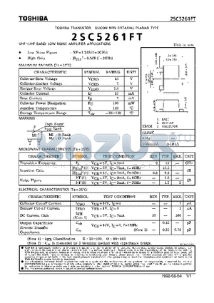 2SC5261FT datasheet - NPN EPITAXIAL PLANAR TYPE (VHF~UHF BAND LOW NOISE AMPLIFIER APPLICATIONS)