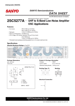 2SC5277A datasheet - UHF to S-Band Low-Noise Amplifier OSC Applications