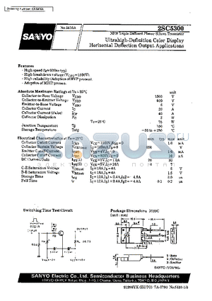 2SC5300 datasheet - Ultrahigh-Definition Color Display Horizontal Deflection Output Applications