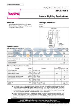 2SC5305 datasheet - Inverter Lighting Applications