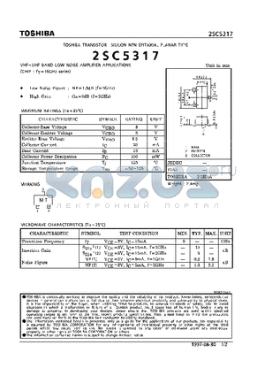 2SC5317 datasheet - NPN EPITAXIAL PLANAR TYPE (VHF~UHF BAND LOW NOISE AMPLIFIER APPLICATIONS)