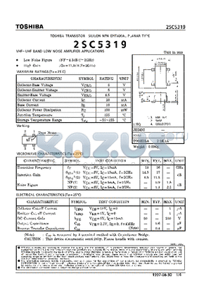 2SC5319 datasheet - NPN EPITAXIAL PLANAR TYPE (VHF~UHF  BAND LOW NOISE AMPLIFIER APPLICATIONS)