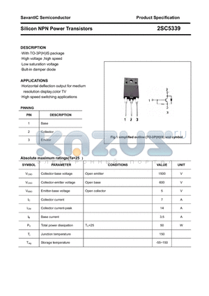 2SC5339 datasheet - Silicon NPN Power Transistors