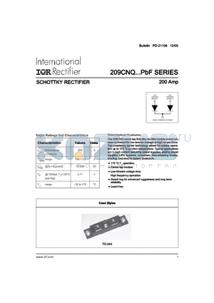 209CNQ135PBF datasheet - SCHOTTKY RECTIFIER