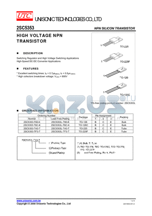 2SC5353-TF3-T datasheet - HIGH VOLTAGE NPN TRANSISTOR