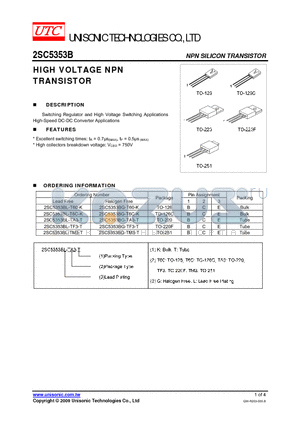 2SC5353BG-TM3-T datasheet - HIGH VOLTAGE NPN TRANSISTOR