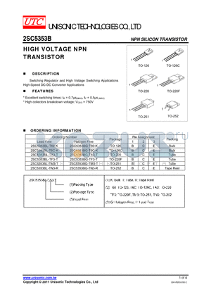 2SC5353BL-T6C-K datasheet - HIGH VOLTAGE NPN TRANSISTOR