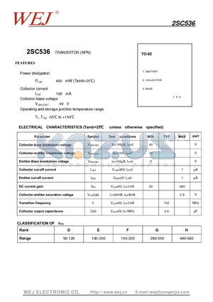 2SC536 datasheet - TRANSISTOR (NPN)