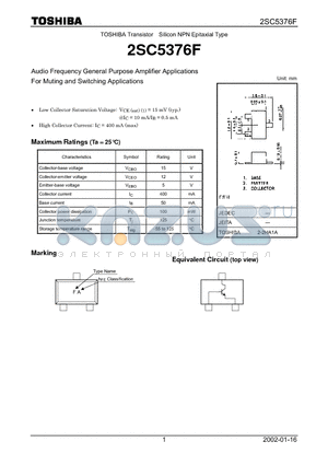 2SC5376F datasheet - Audio Frequency General Purpose Amplifier Applications For Muting and Switching Applications