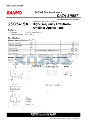 2SC5415A_12 datasheet - High-Frequency Low-Noise Amplifier Applications