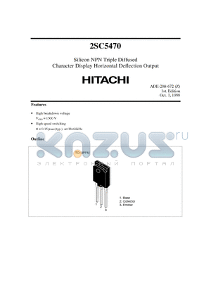 2SC547 datasheet - SILICON NPN TRIPLE DIFFUSED CHARACTER DISPLAY HORIZONTAL DEFLECTION OUTPUT