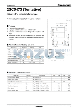 2SC5473 datasheet - Silicon NPN epitaxial planer type(For low-voltage low-noise high-frequency oscillation)