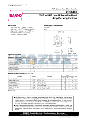 2SC5489 datasheet - VHF to UHF Low-Noise Wide-Band Amplifier Applications