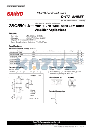 2SC5501A datasheet - VHF to UHF Wide-Band Low-Noise Amplifier Applications