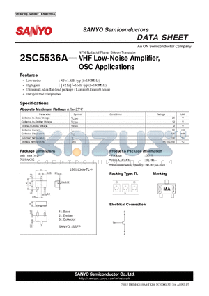 2SC5536A datasheet - VHF Low-Noise Amplifier, OSC Applications