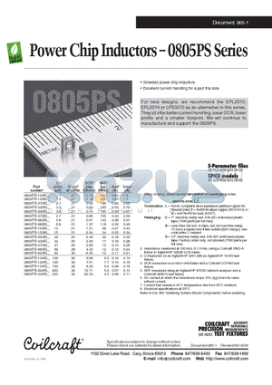 0805PS-153KL datasheet - Power Chip Inductors