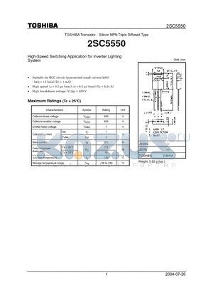 2SC5550 datasheet - High-Speed Switching Application for Inverter Lighting