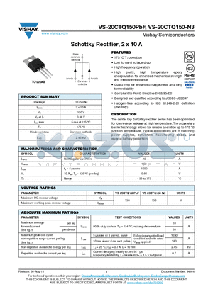 20CTQ150PBF_12 datasheet - Schottky Rectifier, 2 x 10 A