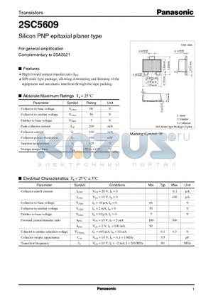 2SC5609 datasheet - Silicon PNP epitaxial planer type