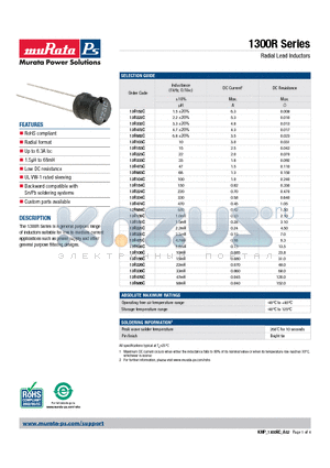 13R472C datasheet - Radial Lead Inductors