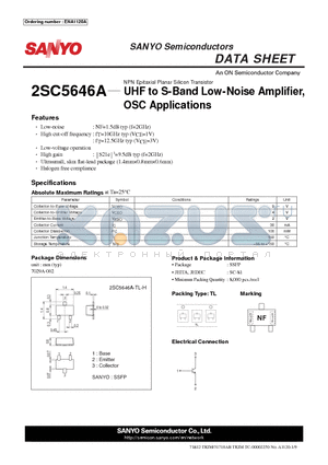 2SC5646A_12 datasheet - UHF to S-Band Low-Noise Amplifier, OSC Applications