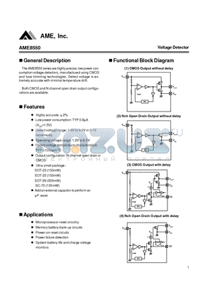 AME8550AEETA270Y datasheet - Voltage Detector