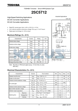 2SC5712 datasheet - TOSHIBA Transistor Silicon NPN Epitaxial Type