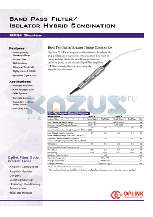 BFIHAD00000111 datasheet - Band Pass Filter / Isolator Hybrid Combination