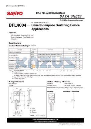 BFL4004 datasheet - N-Channel Silicon MOSFET General-Purpose Switching Device Applications