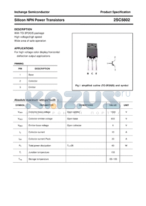 2SC5802 datasheet - Silicon NPN Power Transistors