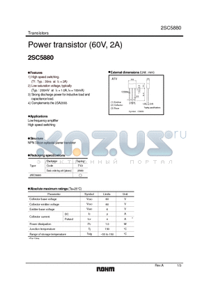 2SC5880 datasheet - Power transistor (60V, 2A)