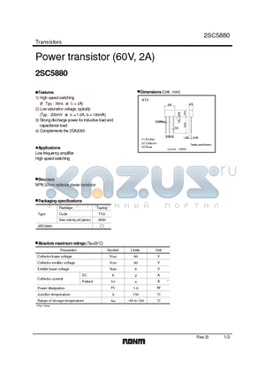 2SC5880_1 datasheet - Power transistor (60V, 2A)