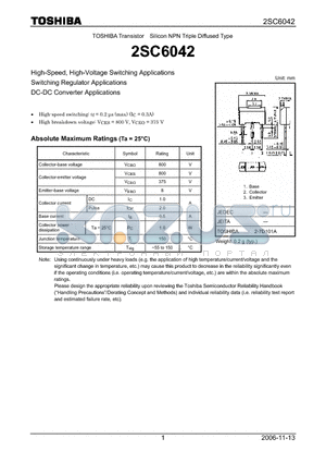 2SC6042 datasheet - Silicon NPN Triple Diffused Type