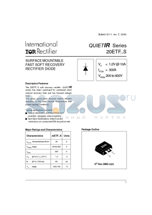 20ETF datasheet - SURFACE MOUNTABLE FAST SOFT RECOVERY RECTIFIER DIODE