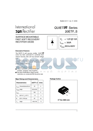 20ETF02S datasheet - SURFACE MOUNTABLE FAST SOFT RECOVERY RECTIFIER DIODE