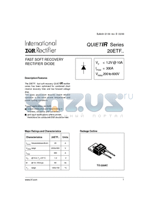 20ETF04 datasheet - FAST SOFT RECOVERY RECTIFIER DIODE