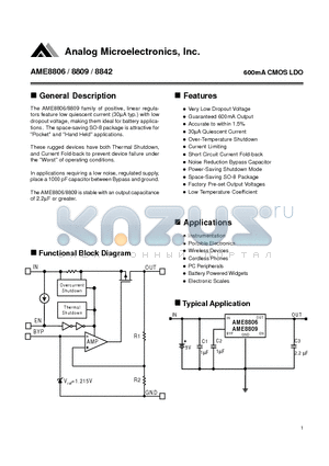 AME8806CEHA datasheet - 600mA CMOS LDO