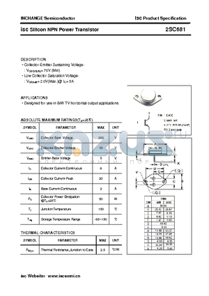 2SC681 datasheet - isc Silicon NPN Power Transistor