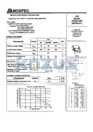 2SC681AYL datasheet - POWER TRANSISTOR(6A,50W)