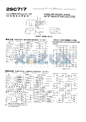 2SC717 datasheet - VHF RF AMPLIFIER, MIXER, OSCILLATOR