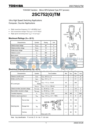 2SC752TM datasheet - Ultra High Speed Switching Applications Computer, Counter Applications