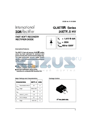 20ETF08S datasheet - FAST SOFT RECOVERY RECTIFIER DIODE