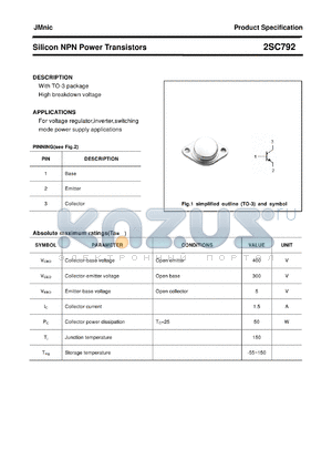 2SC792 datasheet - Silicon NPN Power Transistors