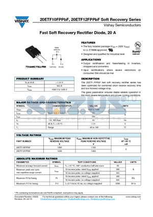 20ETF10FP datasheet - Fast Soft Recovery Rectifier Diode, 20 A